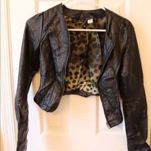 Leather crop jacket (not real leather)